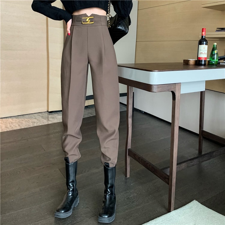 Spring and autumn thin section casual high waist drape harem pants nine  points pencil pants small suit pants