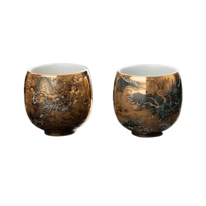 Newly Released Palace Museum Longxing Gilded Tea Cup Set, Master Cup, Sheep Fat Jade Porcelain Pair Cup, 110ml