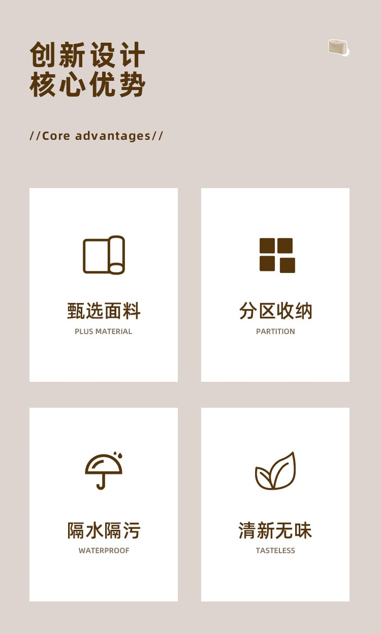 FaSoLa Life 化妆包 大号米色一个 可再生环保材质 旅行手拿包 大容量