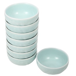Green Valley Luxury 8-Piece Celadon Bowl With Peony Pattern 4.5" Bowl Gift Set Light Greenish Blue [Pack of 8]