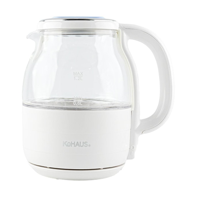 韩国KUHAUS 全透明玻璃电热水壶烧水壶 蜜罐造型 1.2L 白色