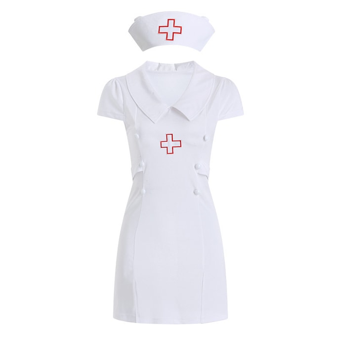 Sexy lingerie Sexy Nurse Uniform Split Slim Role Play Professional Suit White M