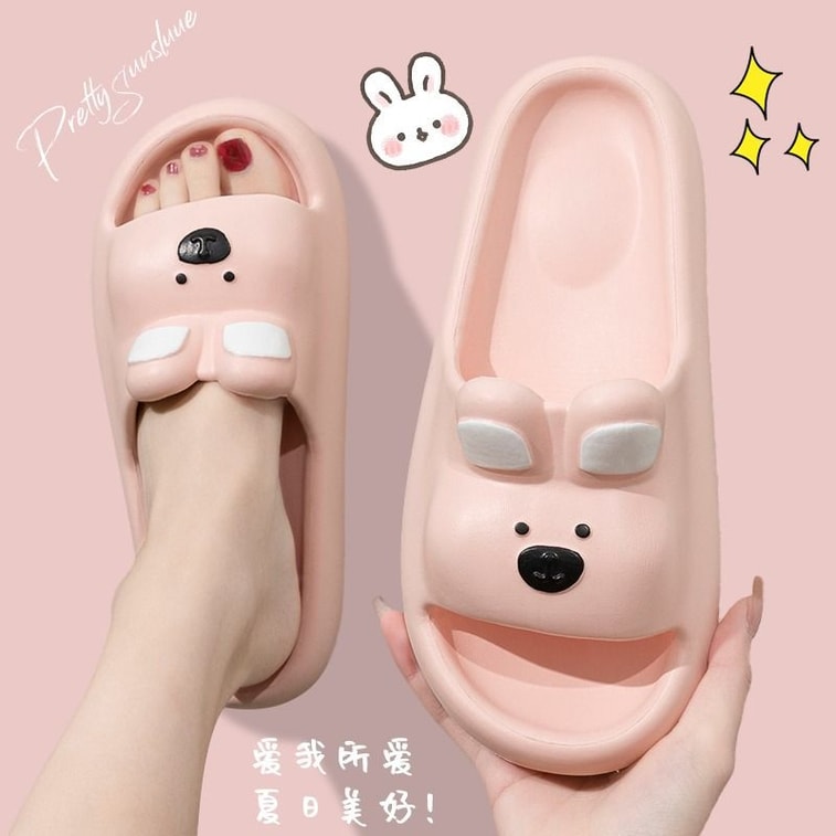 【中國直郵】FOXTAIL 色彩卡通可愛拖鞋 夏季居家 軟底eva拖鞋-白色 36-37碼 1雙 丨*預計到達時間3-4週 4