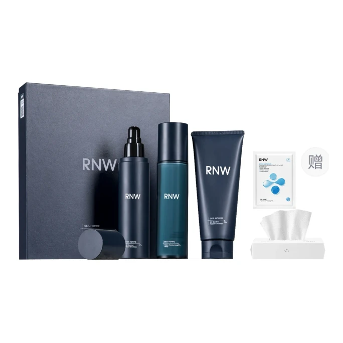 Men's Skincare Set - Facial Cleanser 150g + Toner 125g+ Lotion 120g 3-Piece Kit (With Free Facial Towel + 1 Sheet Mask)