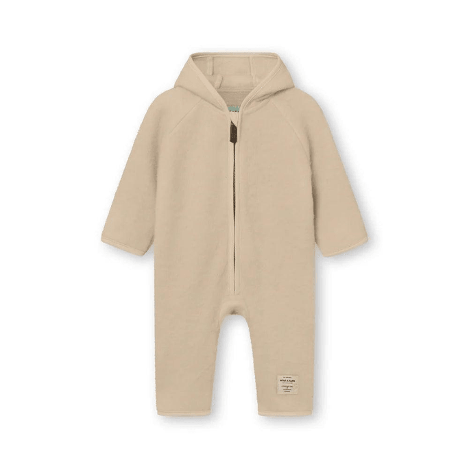 MINI A TURE Baby MATJELA Wool Fleece Jumpsuit - Sesame 1M