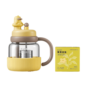 Tea Brewing Cup 20.3 fl oz×1 + Jasmine Dragon Pearl Tea Premium Collection *1 Box (7 Tea Bags)