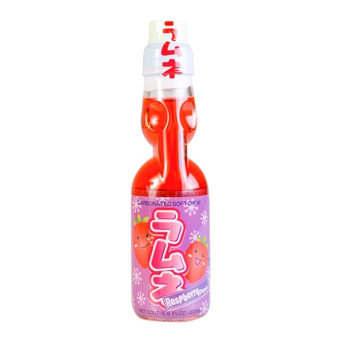 Ramune Soda - Raspberry Flavor Japanese Drink, 6.76fl oz