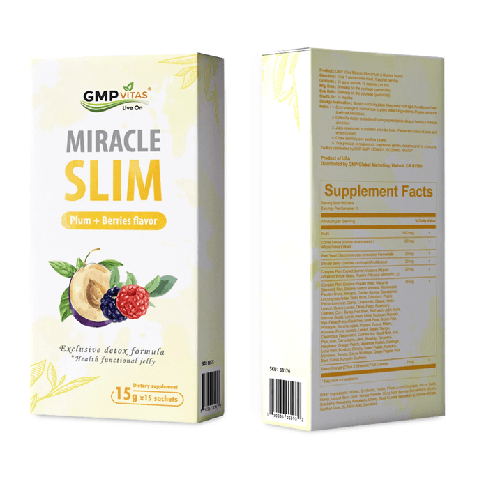 GMP Vitas® Miracle Slim Jelly Plum + Berries Flavor - Healthy and Delicious - 15g x 15 Packets