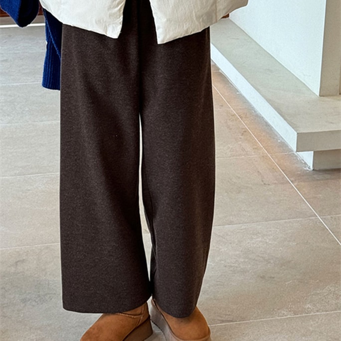 Autumn And Winter Woolen Woolen Nine Fen Wide Leg Pants Coffee Color M