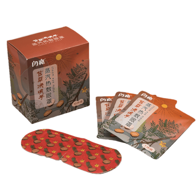 Licorice & Cassia Seed Steam Eye Mask - 10 Packs, Moist Heat for Eye Strain & Dryness
