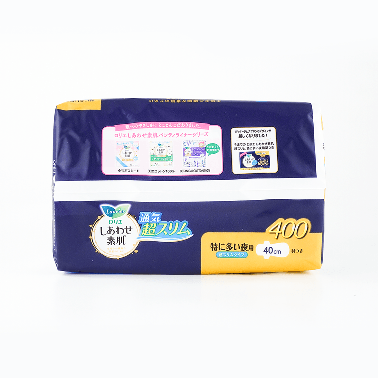 日本KAO花王 LAURIER乐而雅 F超薄超透气系列 超长量多棉柔卫生巾 温和无刺激 夜用400mm 9片入 15