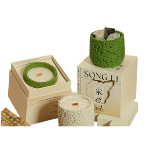 Cold Mountain Series Scented Candle Creative Cement Cup Aromatic Candle Decor Soy Wax Niche Luxury Tea Mountain Longjing 130g White