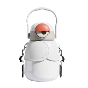 【中国直邮】柏意儿童水杯水壶吸管杯 大眼萌 白色 1000ml 内含过滤网