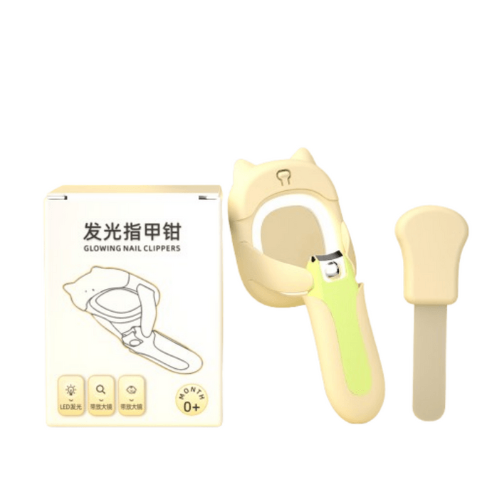 Baby Glow Nail Clippers Stainless Steel Nail Scissors Splash Guard with Magnifying Glass  1-Piece Set