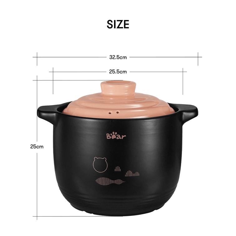 BEAR小熊 家用大容量燃气灶砂锅 陶瓷汤锅炖锅 焖煮炖多用砂煲 直身深煲 胡萝卜橙 6.5L 适合5~8人 3