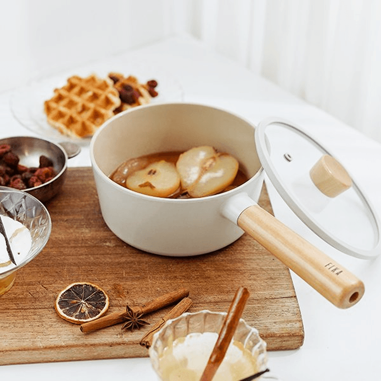 Fika 1.7쿼트 소스팬 (유리 뚜껑 및 나무 손잡이 포함, 7.1인치) 7