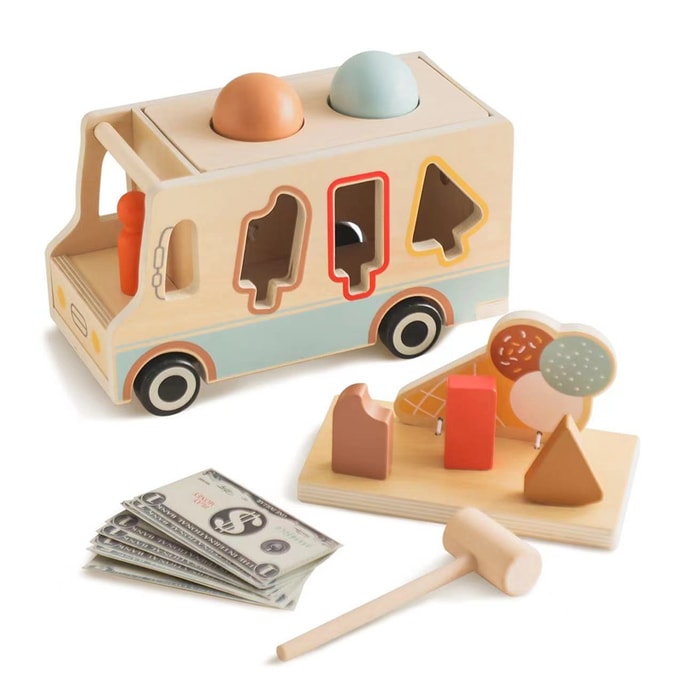 Children Play Home Wooden Toys Educational Parent-Child Baby Simulation Kitchen Set - Ice Cream Van 1 Set