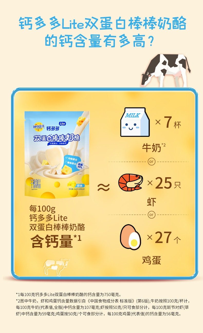 【中国直邮】 妙可蓝多 钙多多lite奶酪棒常温高钙奶酪棒28支(原味+蜜桃味)