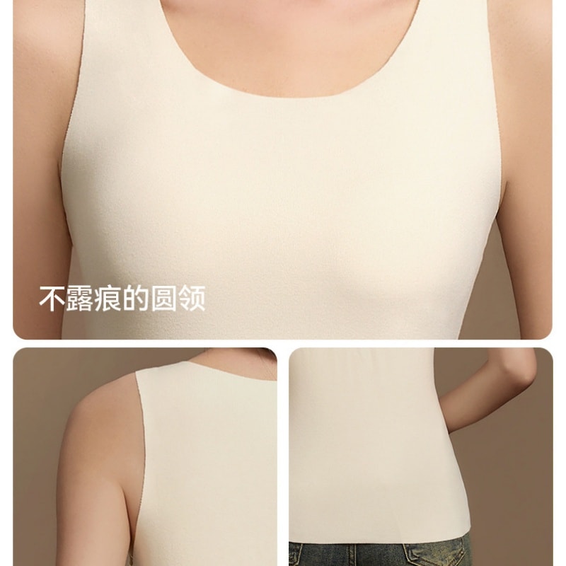 Women's Winter Satin-Finish Couple's Tank Top Set Simple, Slim-Fit, Warm Top Soft Round Neck Base Layer Women's L Size Black + Black Two-Piece Set