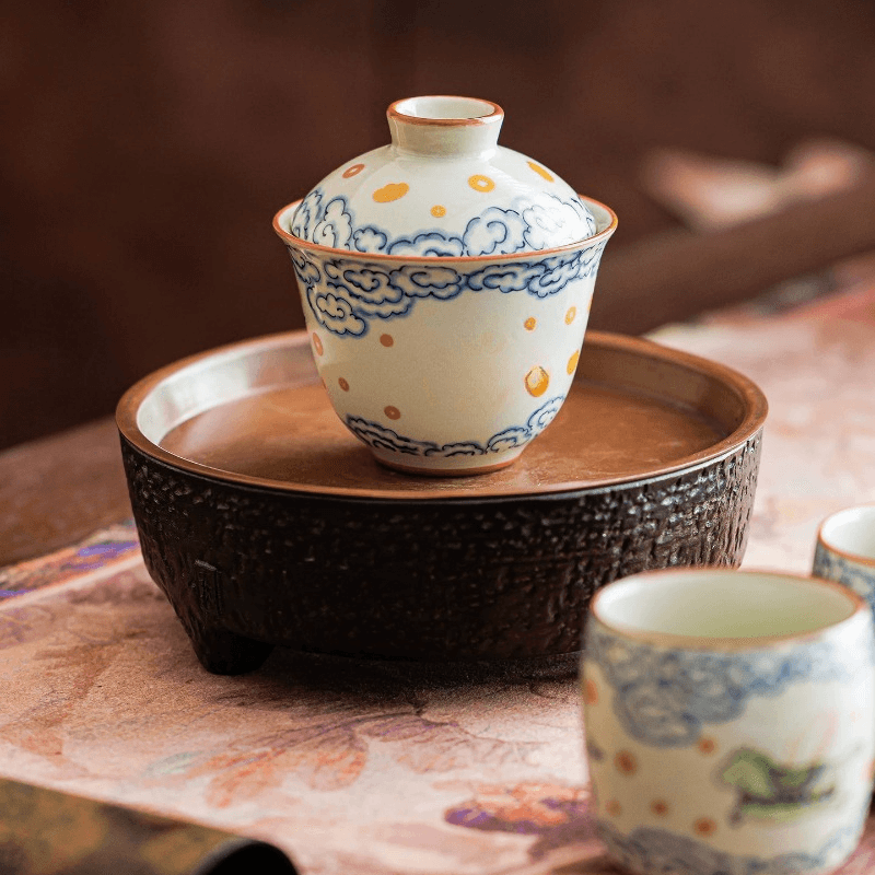 中国 仿古 青磁 鴨 蓋物 中国直邮】 一品仟堂草木灰驭马青云二才盖碗茶杯陶瓷*1件- 亚米