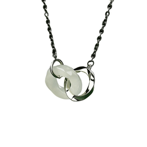 Palace Shangxin Hotan Jade Necklace Natural Jade Pendant Clavicle Chain Linked Silver 13 * 12mm