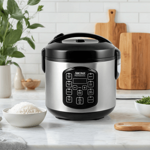 【Low Price Guarantee】8-Cup Cooked Rice Digital Display Rice Cooker Slow Cooker and Food Steamer ARC-954SBD 2.5QT 