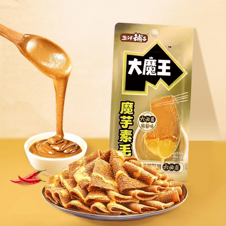 鹽津鋪子鹽津鋪子大魔王蒟蒻素毛肚六必居麻醬味20包360g【富含膳食纖維