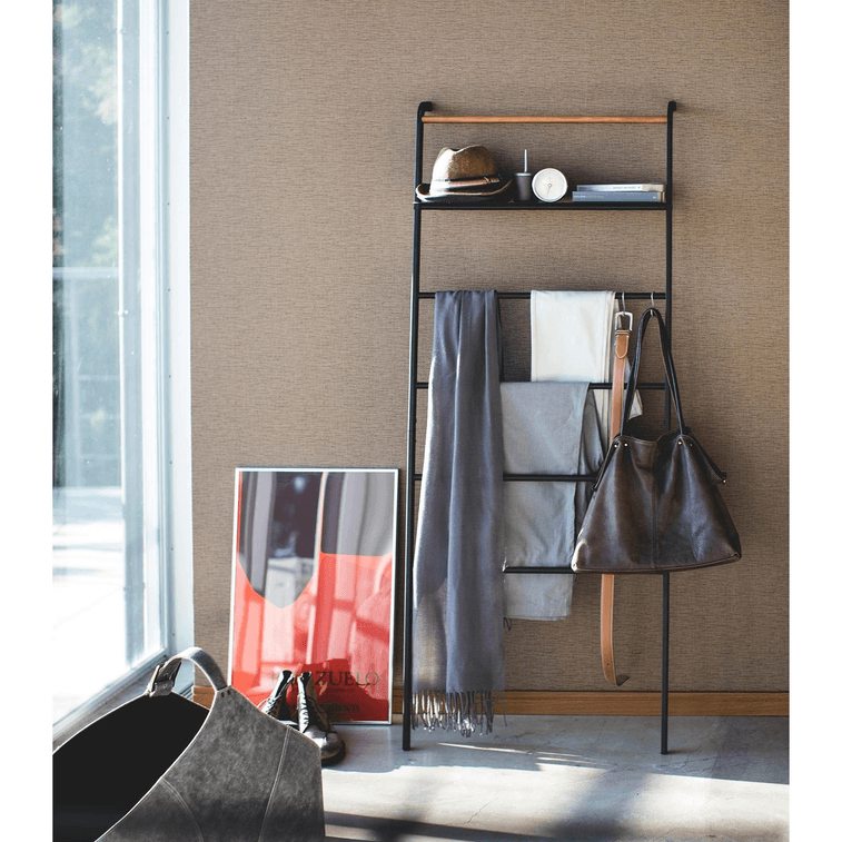 Leaning Storage Ladder With Shelf (63 H) - Steel Black 11