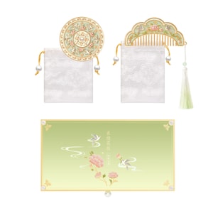 [中国から直送] 宮殿博物館タオバオ - 花の周りの雀の鏡と櫛のギフトセット、花の周りの雀の小さな鏡、携帯用鏡、クリエイティブな新年の贈り物、女の子への誕生日プレゼント