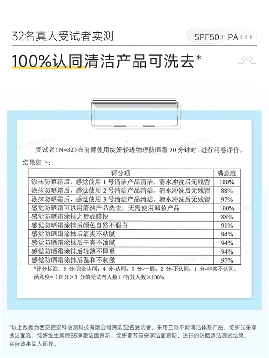 【中国直邮】 绽妍 透物理防晒霜 敏感肌防晒霜乳SPF50+小蓝盾防紫外线清爽隔离霜 50g/瓶【小红书种草推荐】
