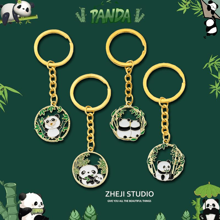[中国直送] Youquyoupin かわいいパンダキーホルダーギフト パンダが竹を握っている 2.6*2.6cm 3
