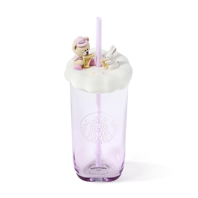 中国STARBUCKS星巴克 三角玻璃吸管杯子 爱心杯底设计水杯 530ml【花园舞曲】2025年限定