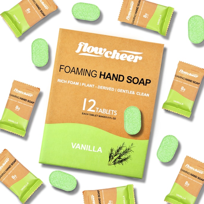FlowCheer Foaming Hand Soap Refill 12 Tablets - vanilla Fragrance