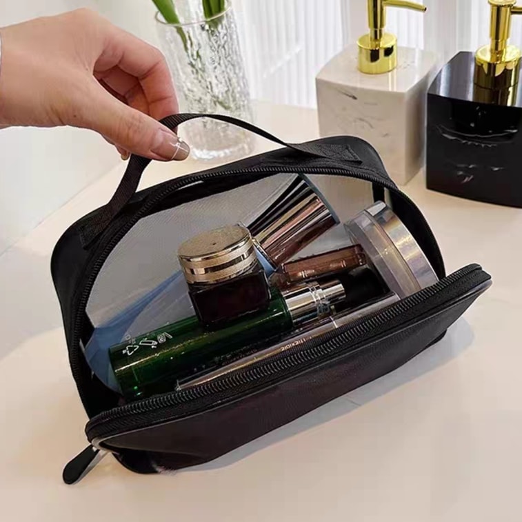 Cupid's Choice 高品質メッシュ大容量メイクアップバッグ（1個）[ラージサイズ 24*11*11cm] 持ち運びやすくシンプルなトイレタリーバッグ、軽量トラベルオーガナイザー 4