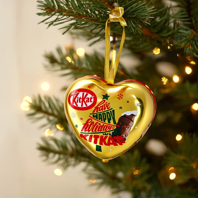KitKat Holiday Santa Heart Ornament Gift Box,Chocolate Wafer Biscuit,3 Piece【Holiday Limited】 3