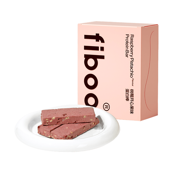 FIBOO 單層蛋白棒 飽足零食抗餓神器 6個入 樹莓開心果味 低卡 代餐