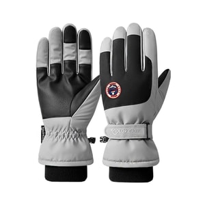 Ski Gloves Winter Anti-slip Waterproof Padded Warm Touch Screen Gloves Gray XL 1 Pair