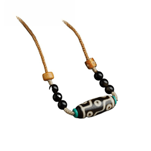 【中國直郵】 藏旗 布達拉宮 九眼天珠西藏掛繩寶瓶蜜蠟瑪瑙平安扣吊墜 尚華 76厘米