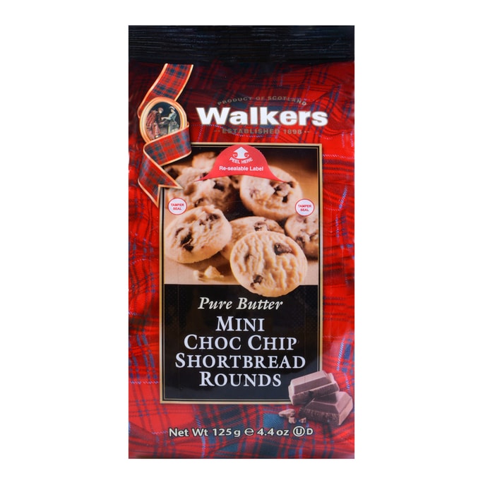 WALKERS Pure Butter Mini Choco Chip Shortbread Rounds 125g