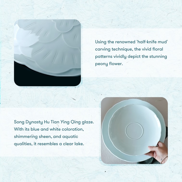 Jingdezhen Ceramic Dinnerware Peonies Bloom Set 4.5" Rice Bowl*4+8"Plate*2+8"Deep Plate*2 10