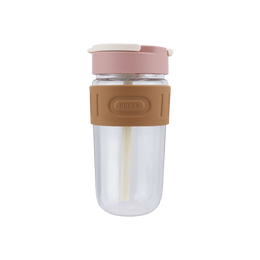 Relea Coffee Glass Cup Tumbler With Straw And Lid Pink 520ml 