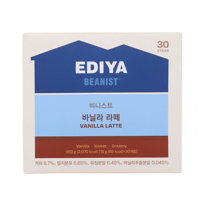 韓國EDIYA Beanist Vanilla Latte 香草拿鐵 即溶咖啡30p