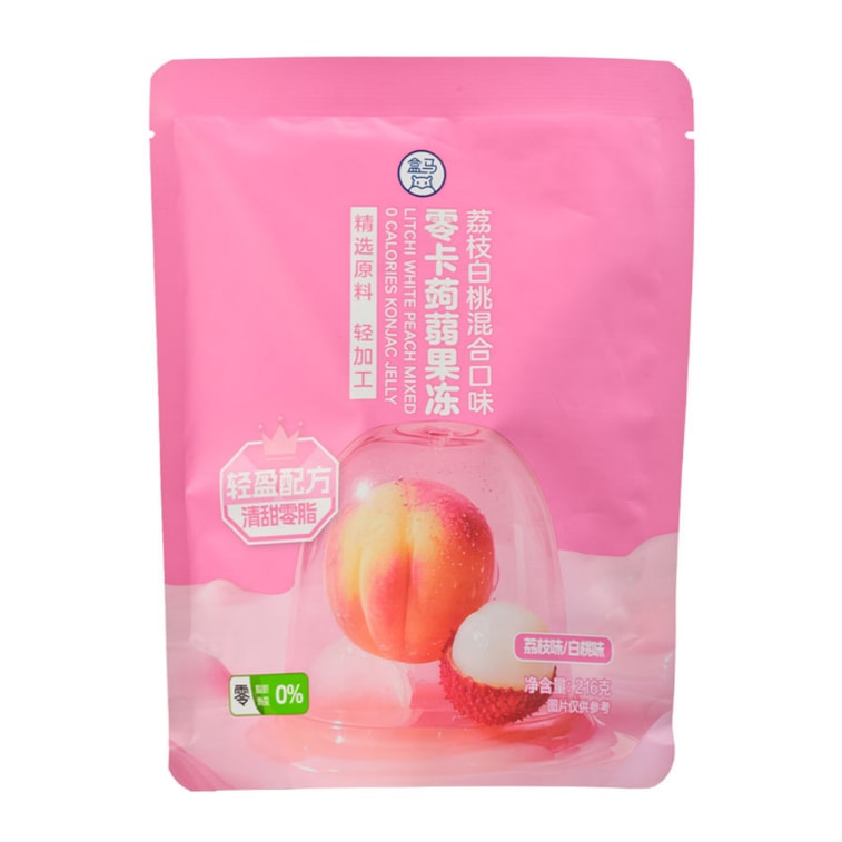 【中国直邮】 盒马 零卡蒟蒻果冻(荔枝味+白桃味) 216克 3