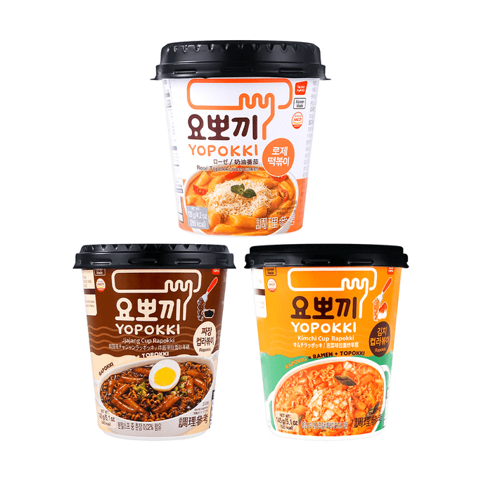 【Value Pack】Korean Instant Rapokki Rice Cake with Ramen Multiple Flavors,410g