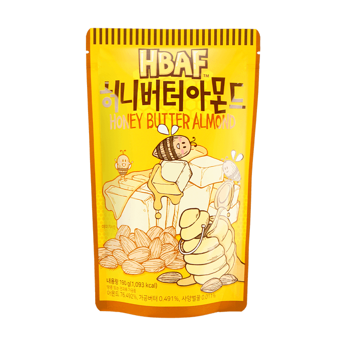 韩国HBAF芭蜂 扁桃仁 巴旦木坚果零食 蜂蜜黄油味 190g