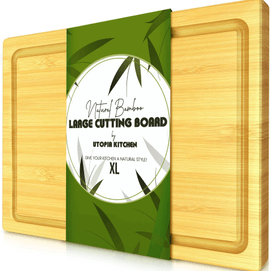 바이링케 대형 대나무 주방용 도마, 즙 빠짐 방지 기능, 100% 천연 대나무 소재, 내구성 뛰어난 도마, 44.7x30.48cm. 고기, 채소, 과일 손질에 적합한 두껍고 튼튼한 나무 도마입니다.