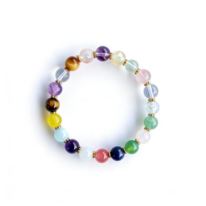 Five-Way Wealth Attracting Mixed Crystal Bracelet - 8mm All-Round Prosperity 1piece