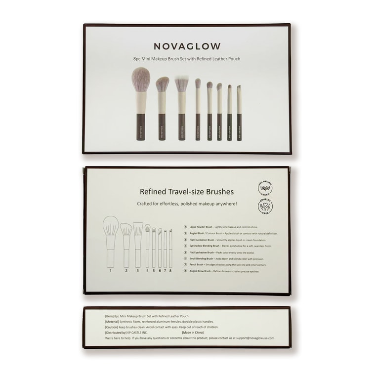 美國 NOVAGLOW 【官方授權旗艦店】Essential Glow 8支Mini旅行便攜式化妝刷套裝 含收納刷包 7