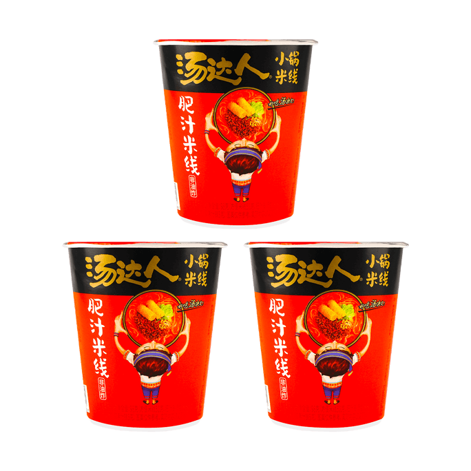 【超值装】汤达人 肥汁米线 骨汤速食方便粉丝 杯装 98g*3盒