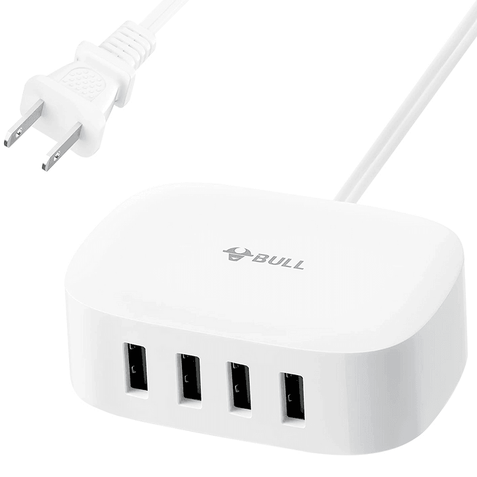 USB Charging Station - 4 in 1 USB Charger with 6ft Extension Cord, USB Multiport Charger for Apple iPhone, Samsung